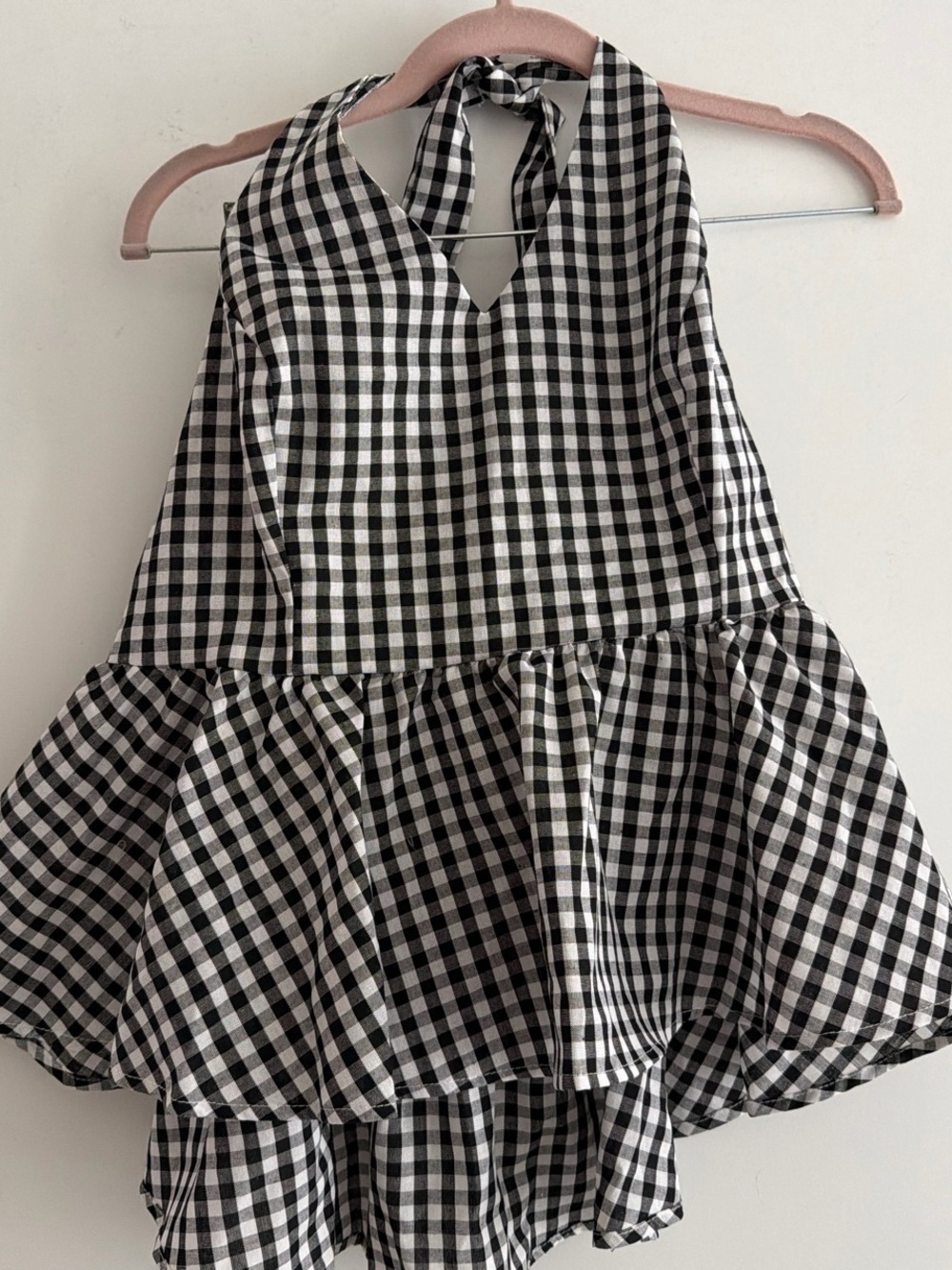 SHEIN Black and White Gingham Halter Tank Top